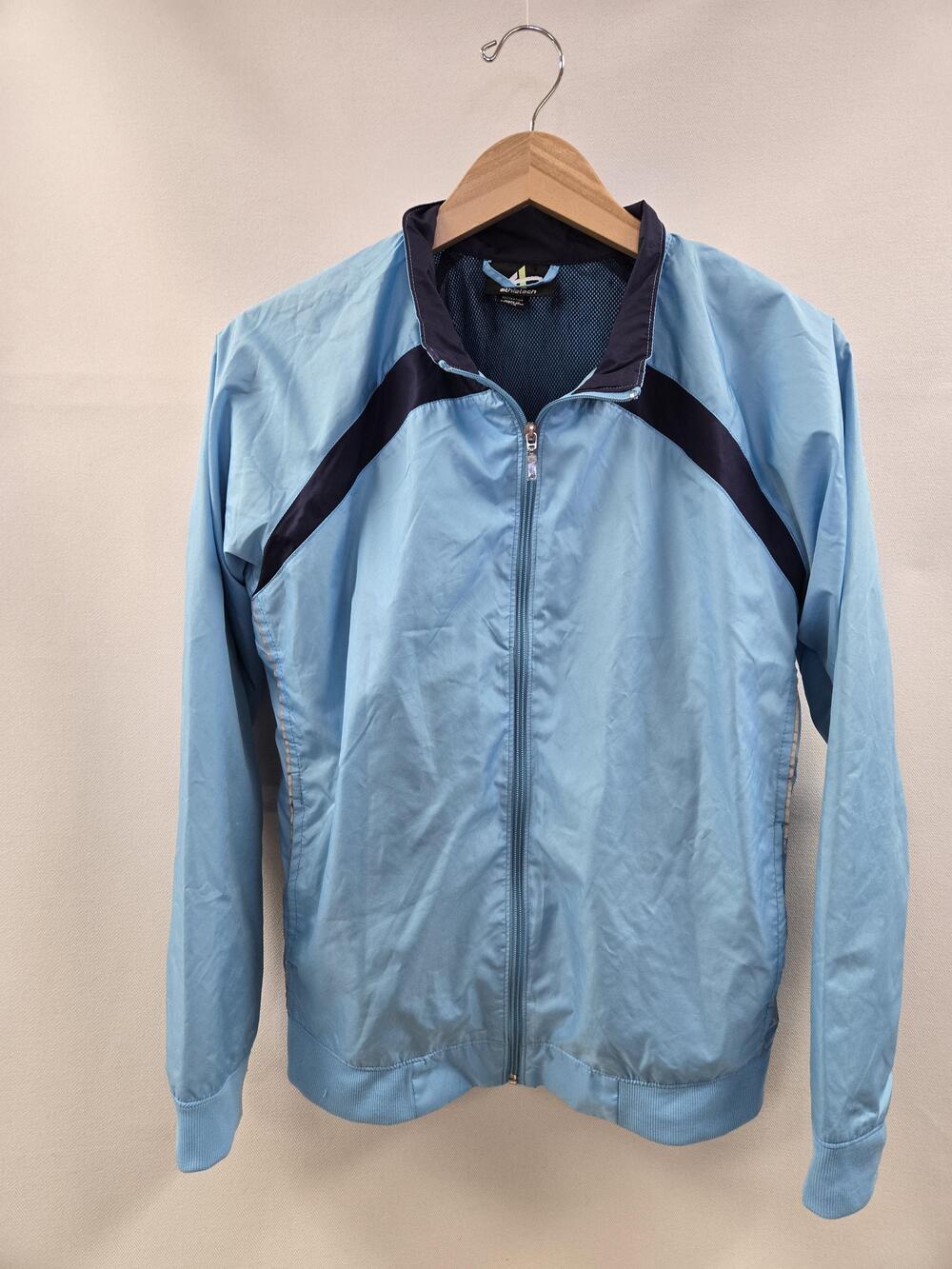 Athletech Windbreaker Jacket Mens Large Blue Navy Full Zip Mesh Lined Track